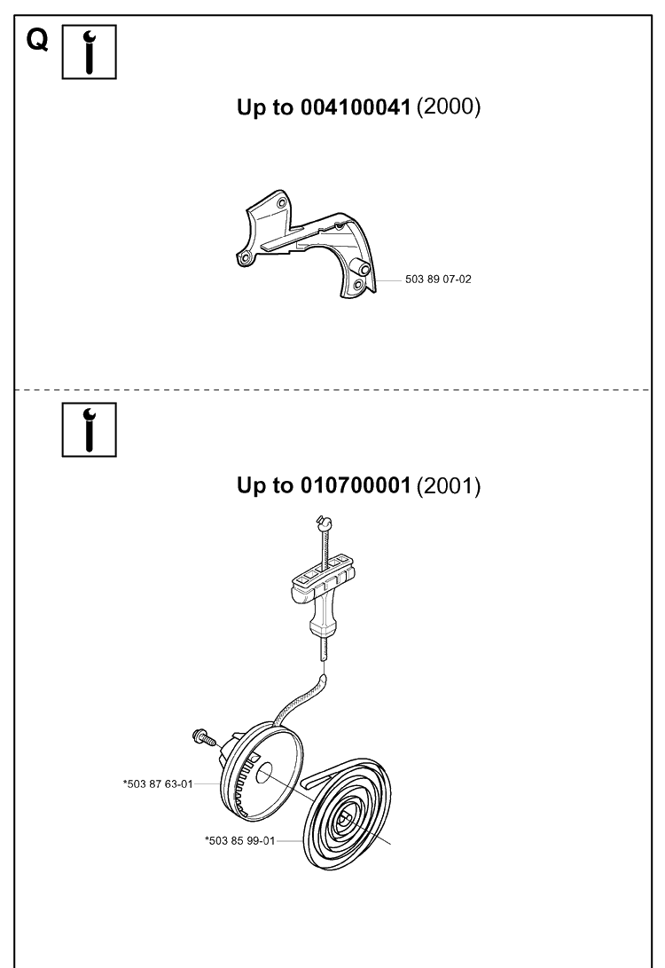 Service Updates Diagram and Parts List for 346XP 20012200001-20032200000 Husqvarna Chainsaw