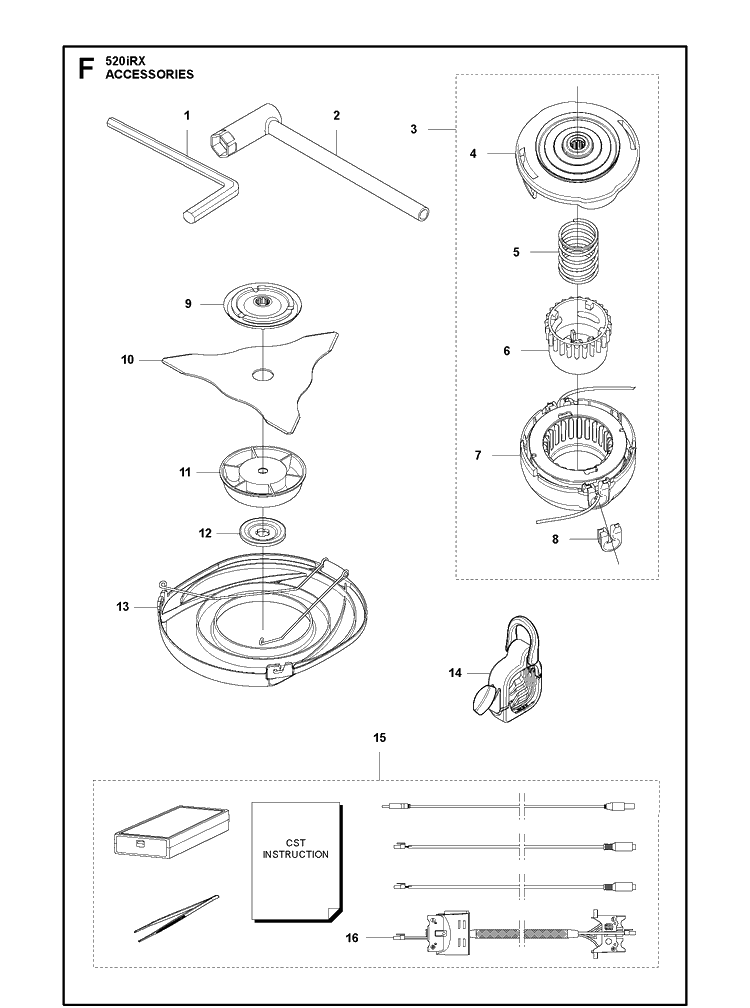 Accessories Diagram and Parts List for 520IRX  Husqvarna Brush Cutter