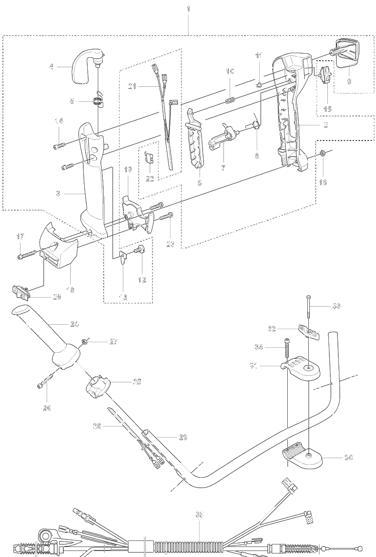 Throttle Control / 355f X / 355f Xt Diagram and Parts List for 355 2007-07 Husqvarna Brush Cutter