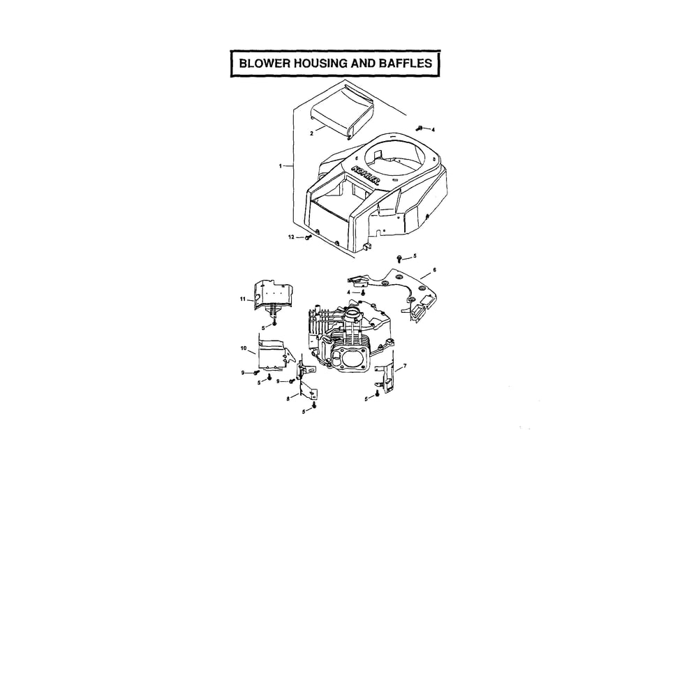 Engine >> Blower Housing/Baffles Diagram and Parts List for YTS4500  Husqvarna Lawn Tractor