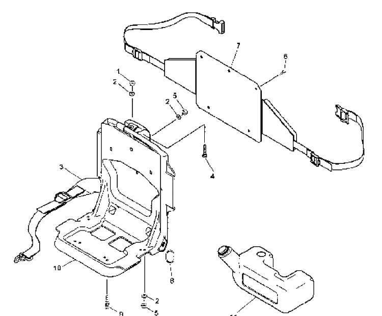 Frame / Fuel Tank Diagram and Parts List for 155BT (Carb II)(2001-04) Husqvarna Leaf Blower / Vacuum
