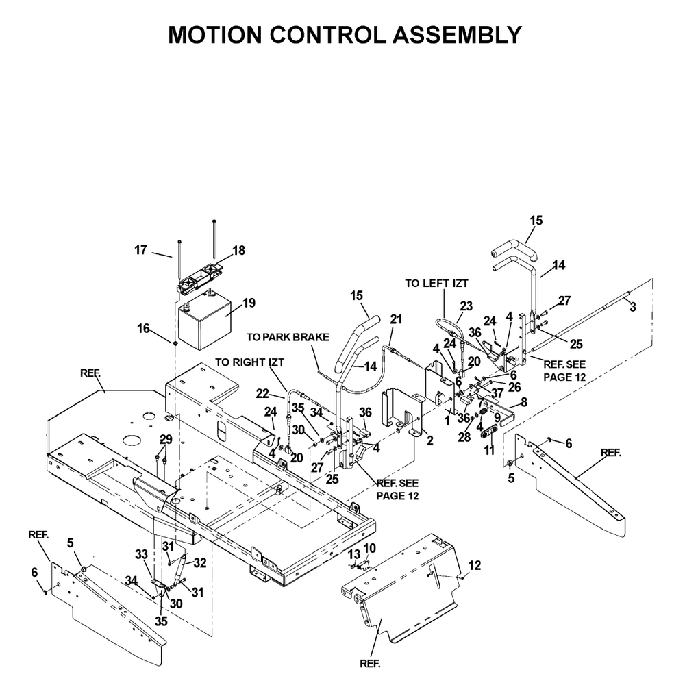 Handle And Controls Diagram and Parts List for CZ4815KAA (968999219)(2003-05) Husqvarna Lawn Mower