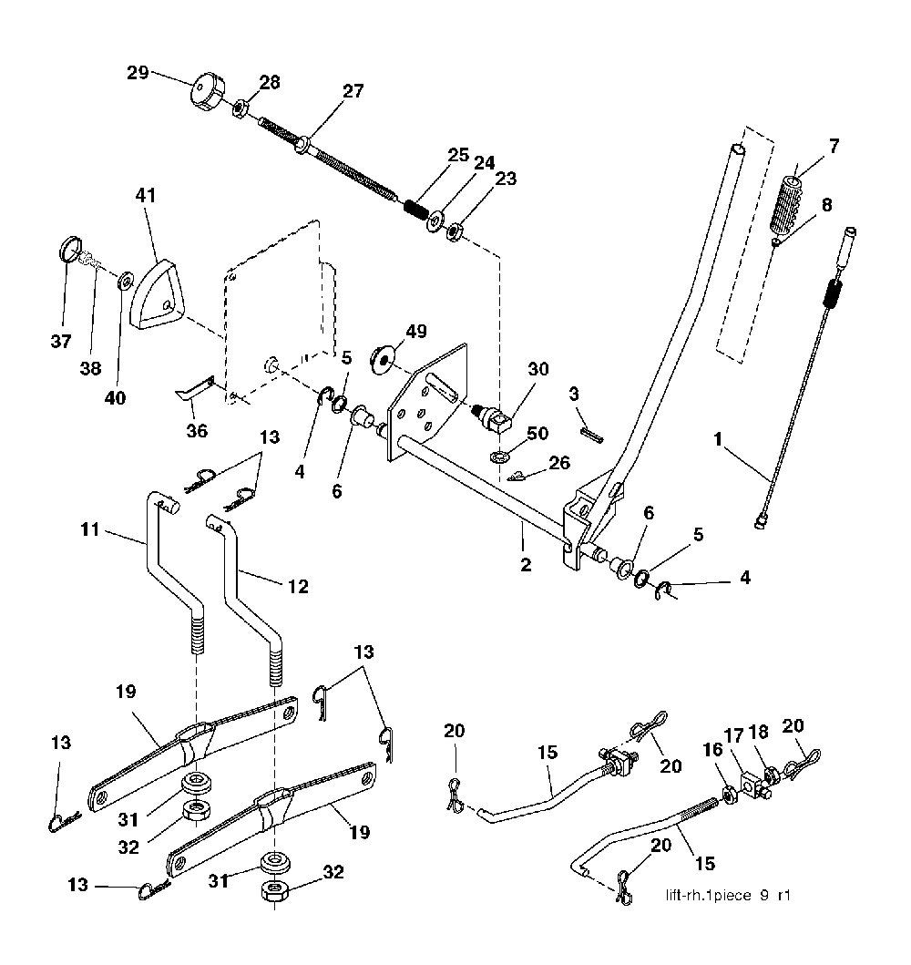Mower Lift / Deck Lift Diagram and Parts List for CTH220TWIN (96061019003)(2008-11) Husqvarna Lawn Tractor