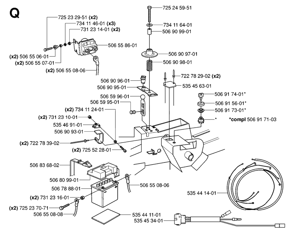 Electrical Diagram and Parts List for R15-V2 (953533701)(2006-05) Husqvarna Lawn Tractor