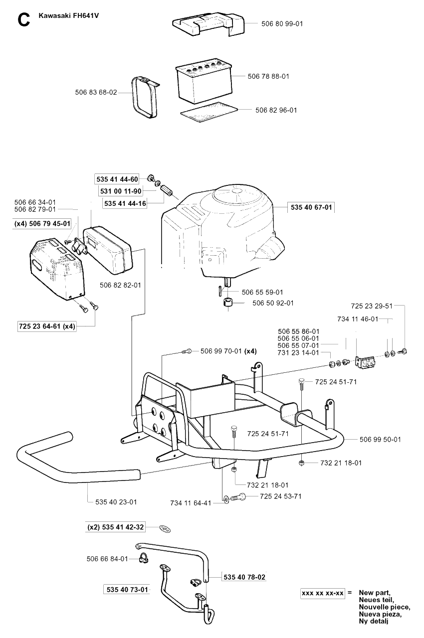 Engine Diagram and Parts List for PF21 2001-02 Husqvarna Lawn Tractor