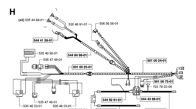Wiring Harness Diagram and Parts List for PR18AWD (965095001)(2007-03) Husqvarna Lawn Mower