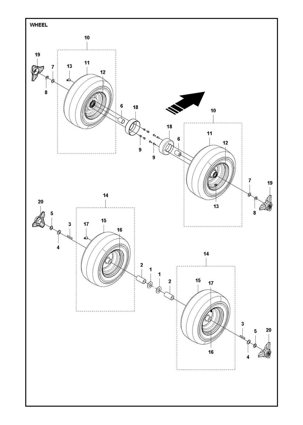 Wheels And Tires Diagram and Parts List for RC318T 2023 Husqvarna Lawn Tractor