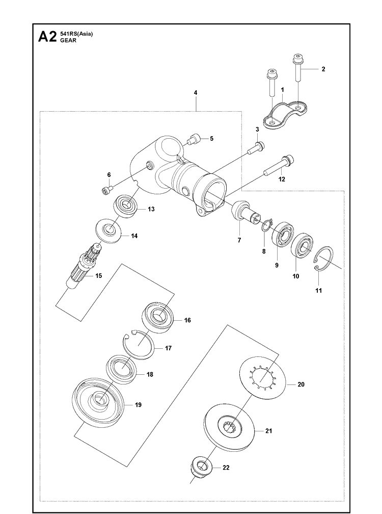 Gears 2 Diagram and Parts List for 541RS  Husqvarna Brush Cutter