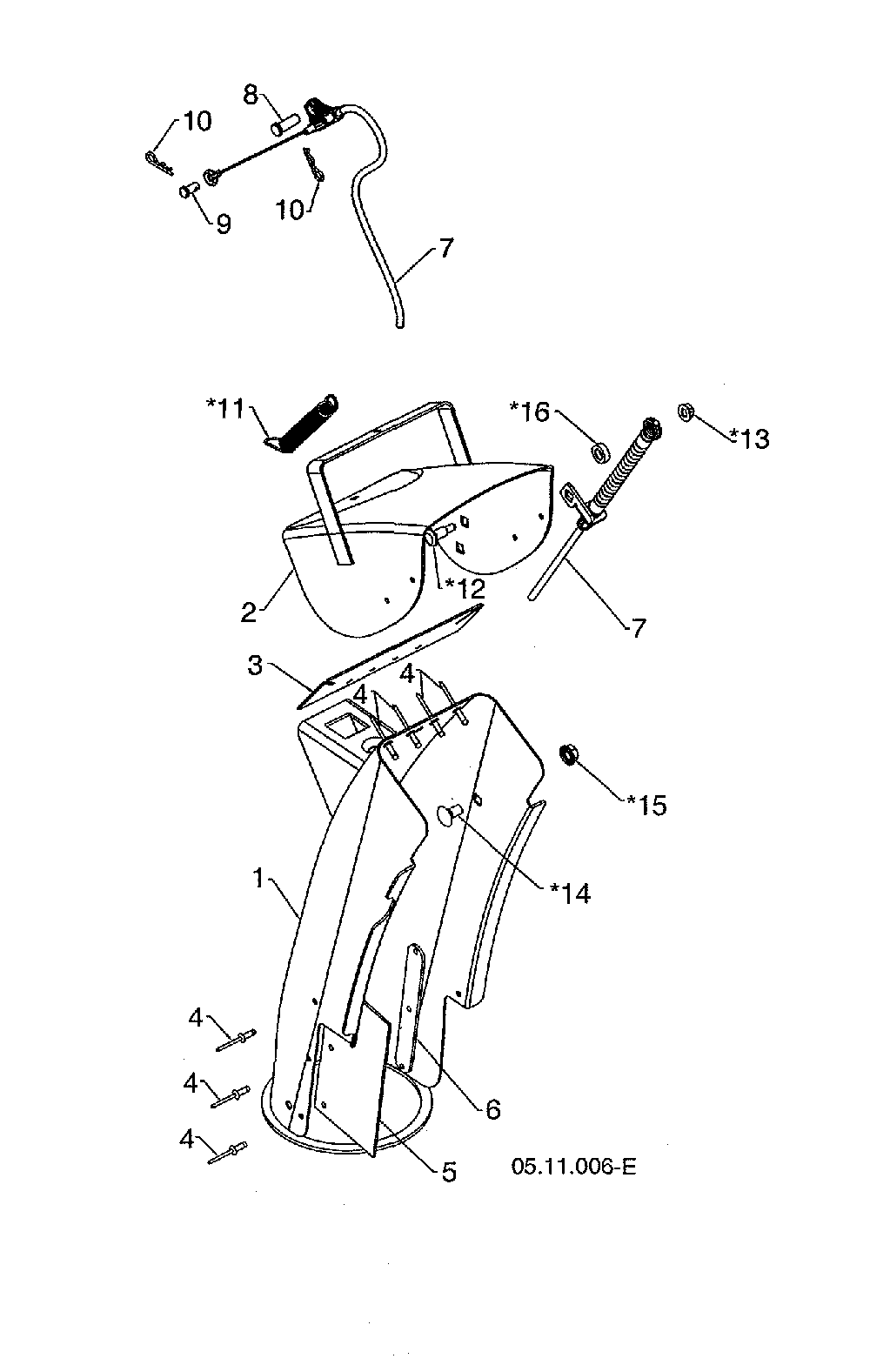 Deflector & chute weldment Diagram and Parts List for 96193009603  Husqvarna Snow Blower