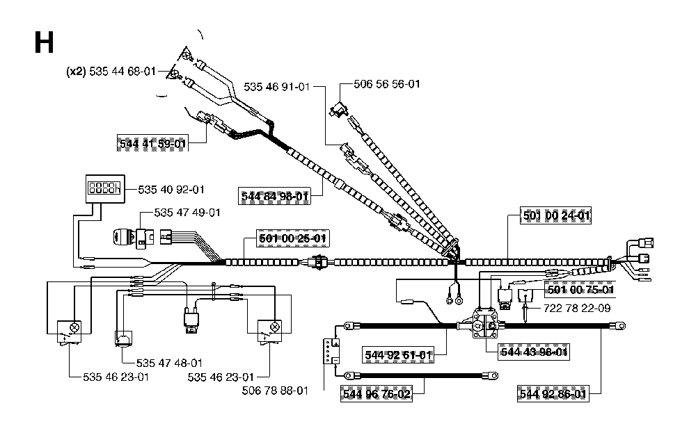 Wiring Harness Diagram and Parts List for RIDERPRO18AWD (965095001)(2007-03) Husqvarna Lawn Tractor