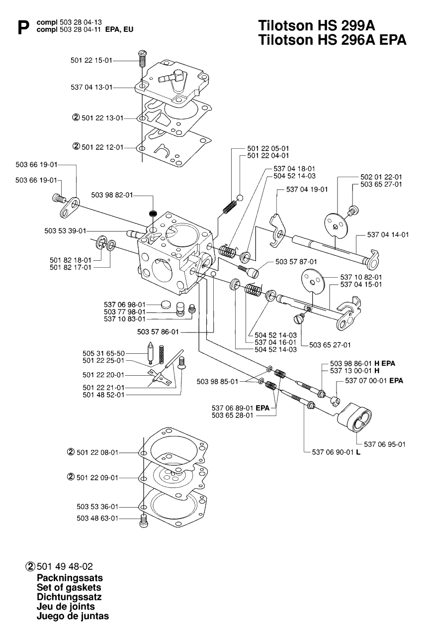 Carburetor Diagram and Parts List for 390XP-XPG-XPW 20064000001 & Above Husqvarna Chainsaw