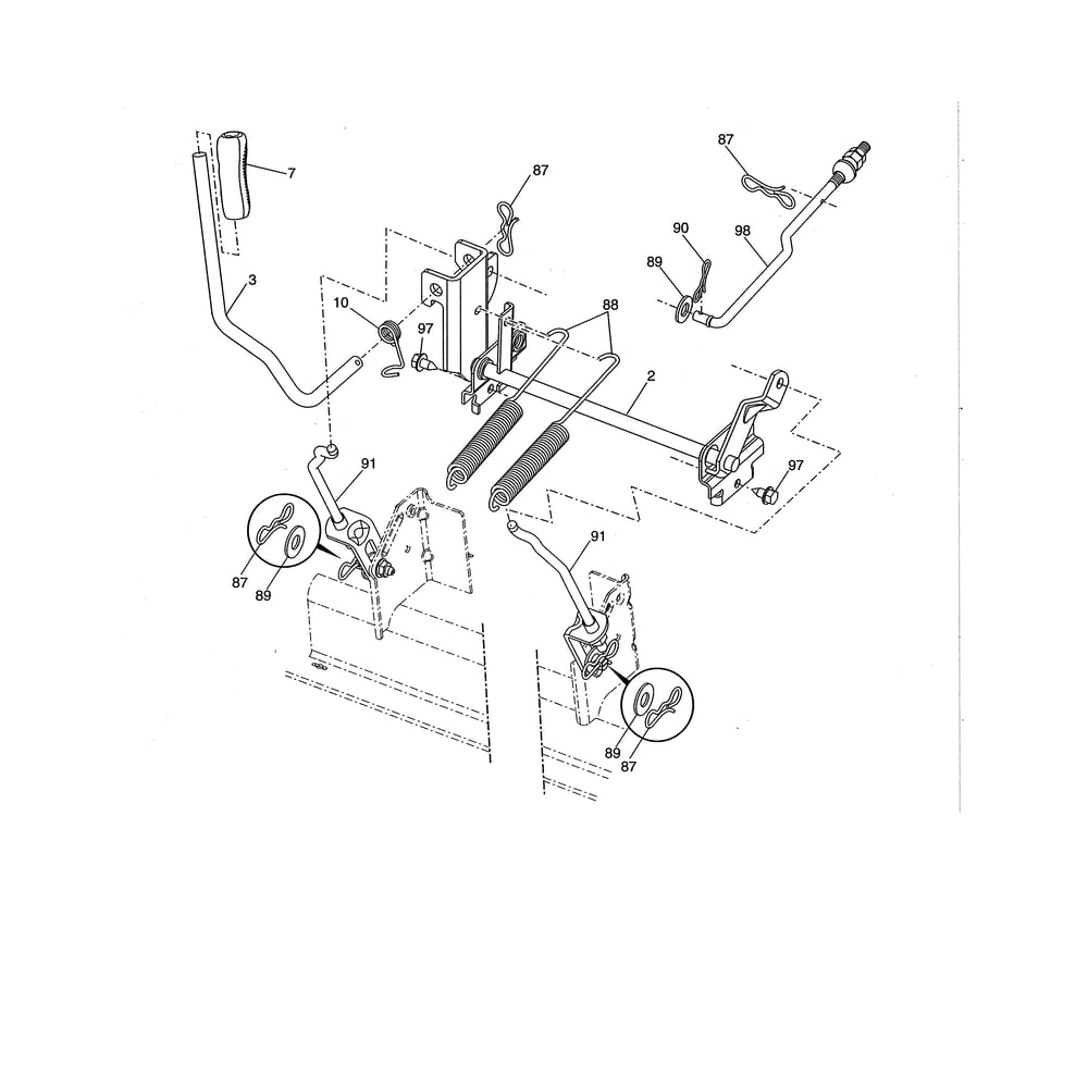 Mower Lift Diagram and Parts List for LGT24K54 240472 Husqvarna Lawn Tractor