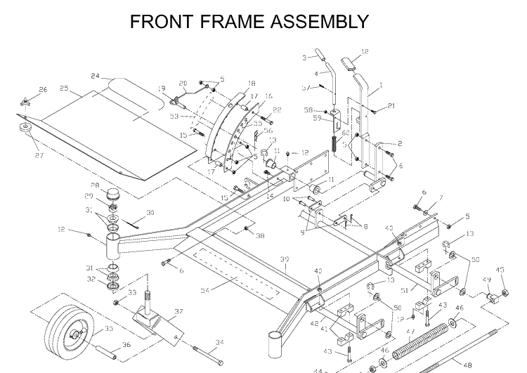 Frame Diagram and Parts List for ZTH5225KAA (968999154)(2000-06) Husqvarna Lawn Mower