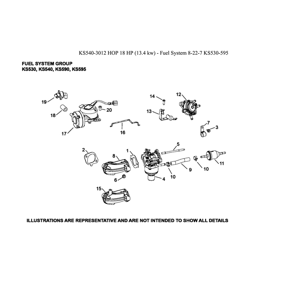 Engine >> Fuel System Diagram and Parts List for 96041039400  Husqvarna Lawn Tractor