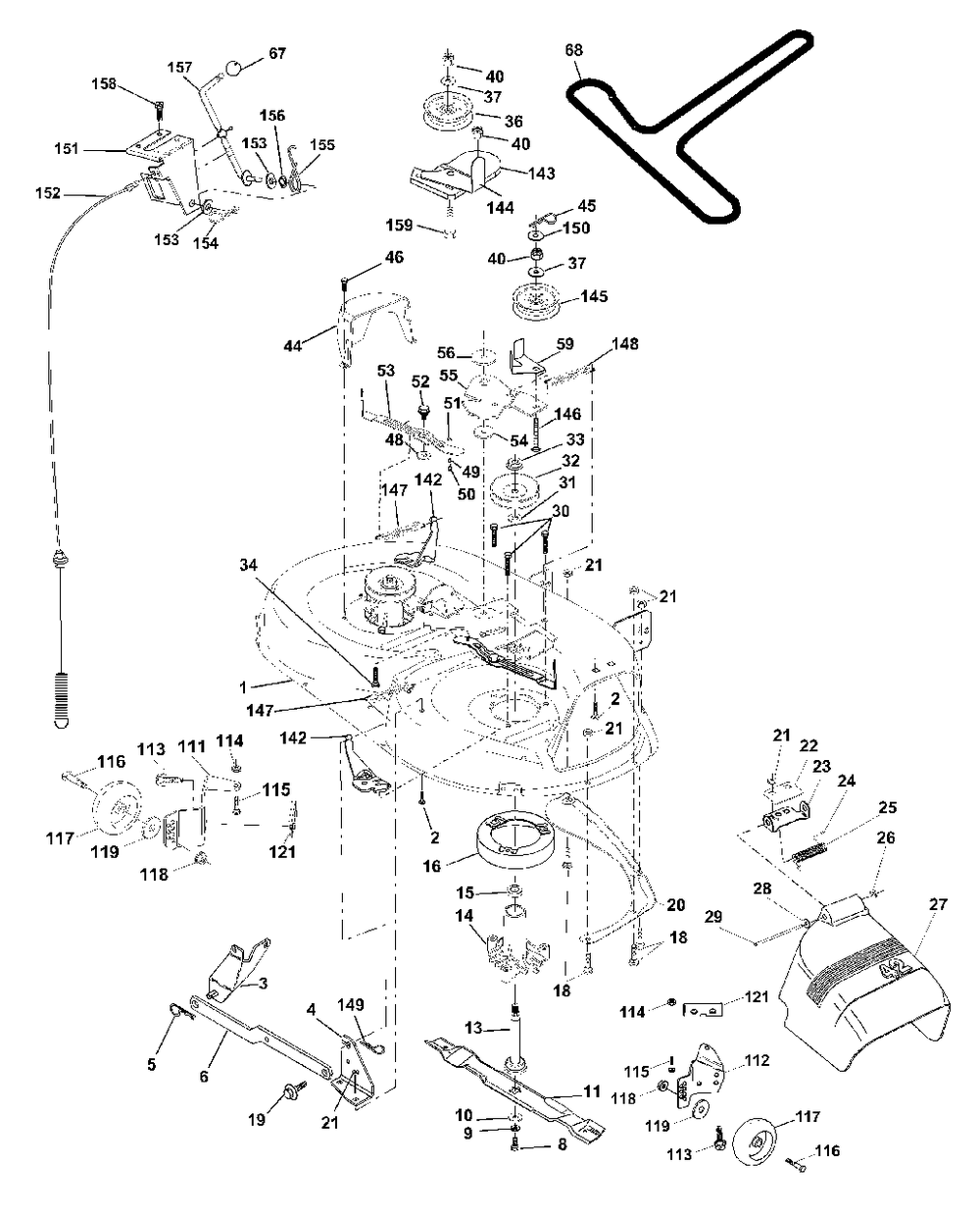 Mower Deck Diagram and Parts List for LTH1342 (954567031-B)(2001-01) Husqvarna Lawn Tractor