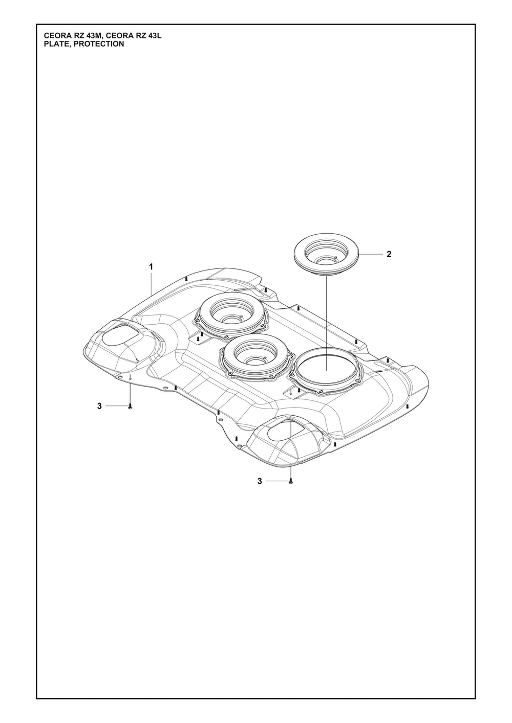 Plate, Protection Diagram and Parts List for CEORARZ43M  Husqvarna Lawn Mower