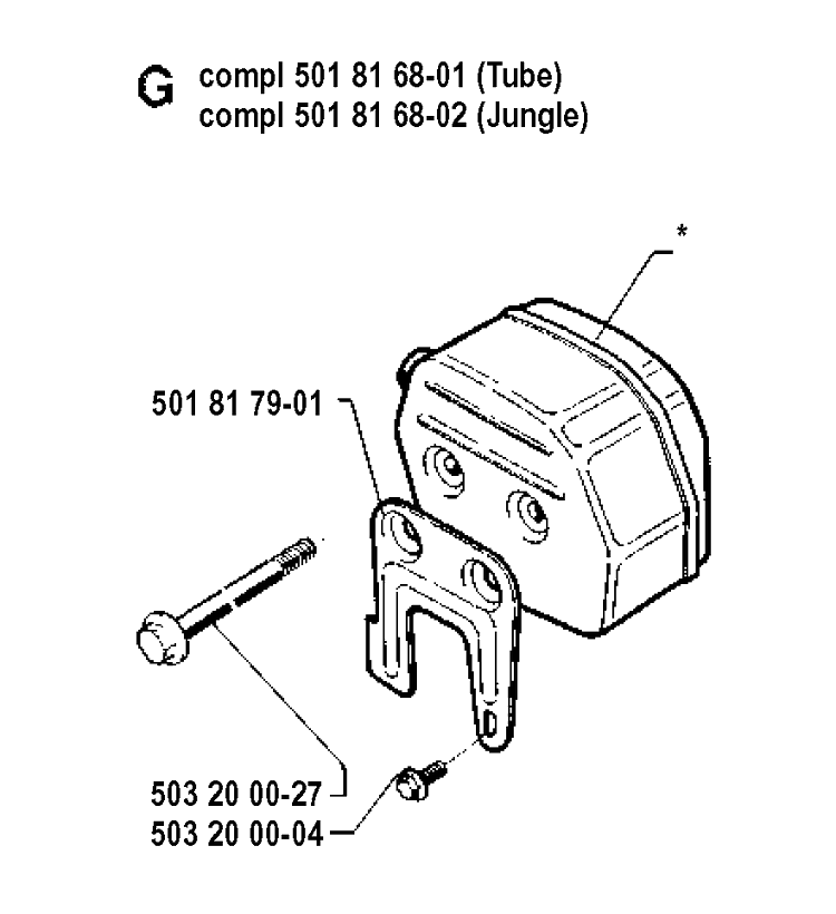 Muffler 2 Diagram and Parts List for 281 19900100001-19911400000 Husqvarna Chainsaw