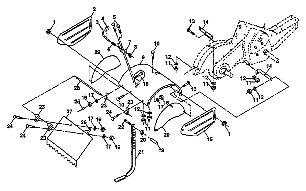 Tine Shield Diagram and Parts List for CRT50 (954000031-C)(1992-01) Husqvarna Tiller