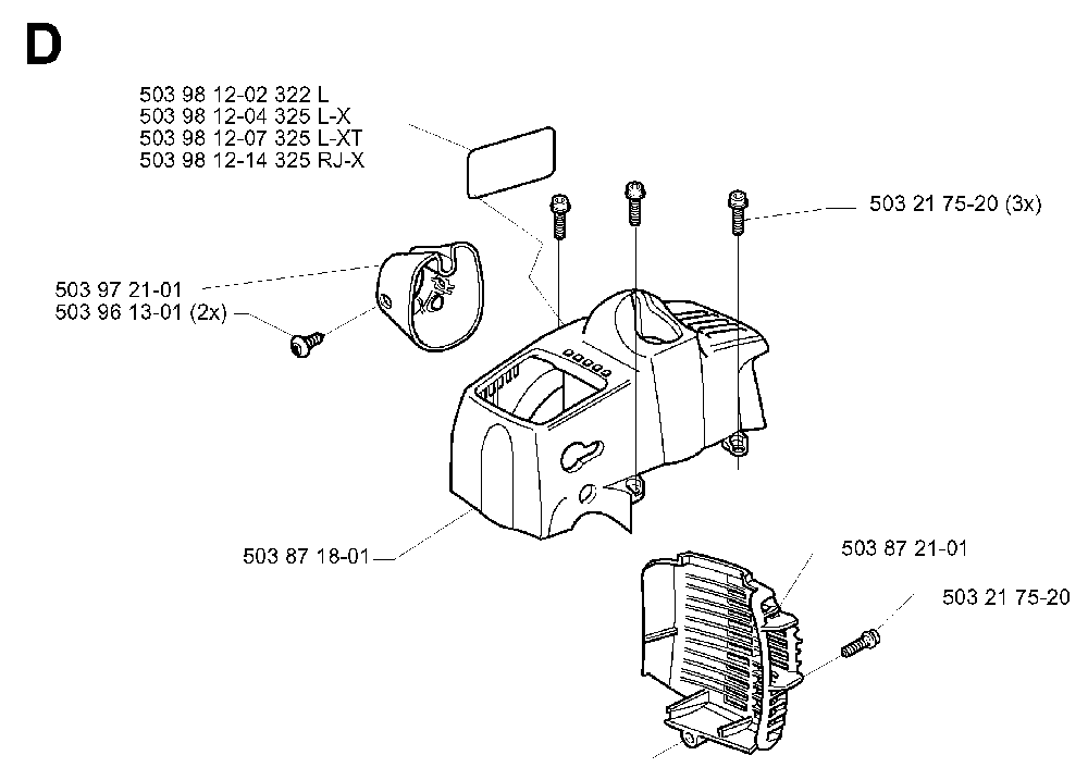 Cover Diagram and Parts List for 325RJ (X-SERIES)(20000100001) Husqvarna Brush Cutter