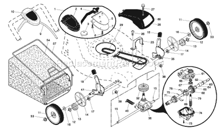 Page B Diagram and Parts List for 65021 CHV 96143001903 -2007-08 Husqvarna Lawn Mower