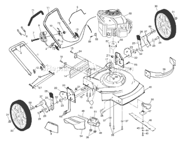 Page B Diagram and Parts List for 6522SHB 6522 SHB 954222718 -2001-10 Husqvarna Lawn Mower