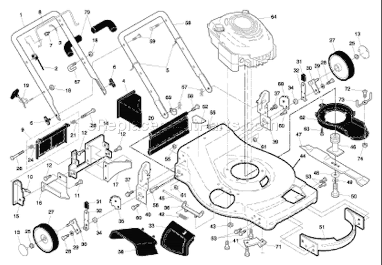 Page B Diagram and Parts List for 6522SL 6522 SL 96143000801 -2005-09 Husqvarna Lawn Mower