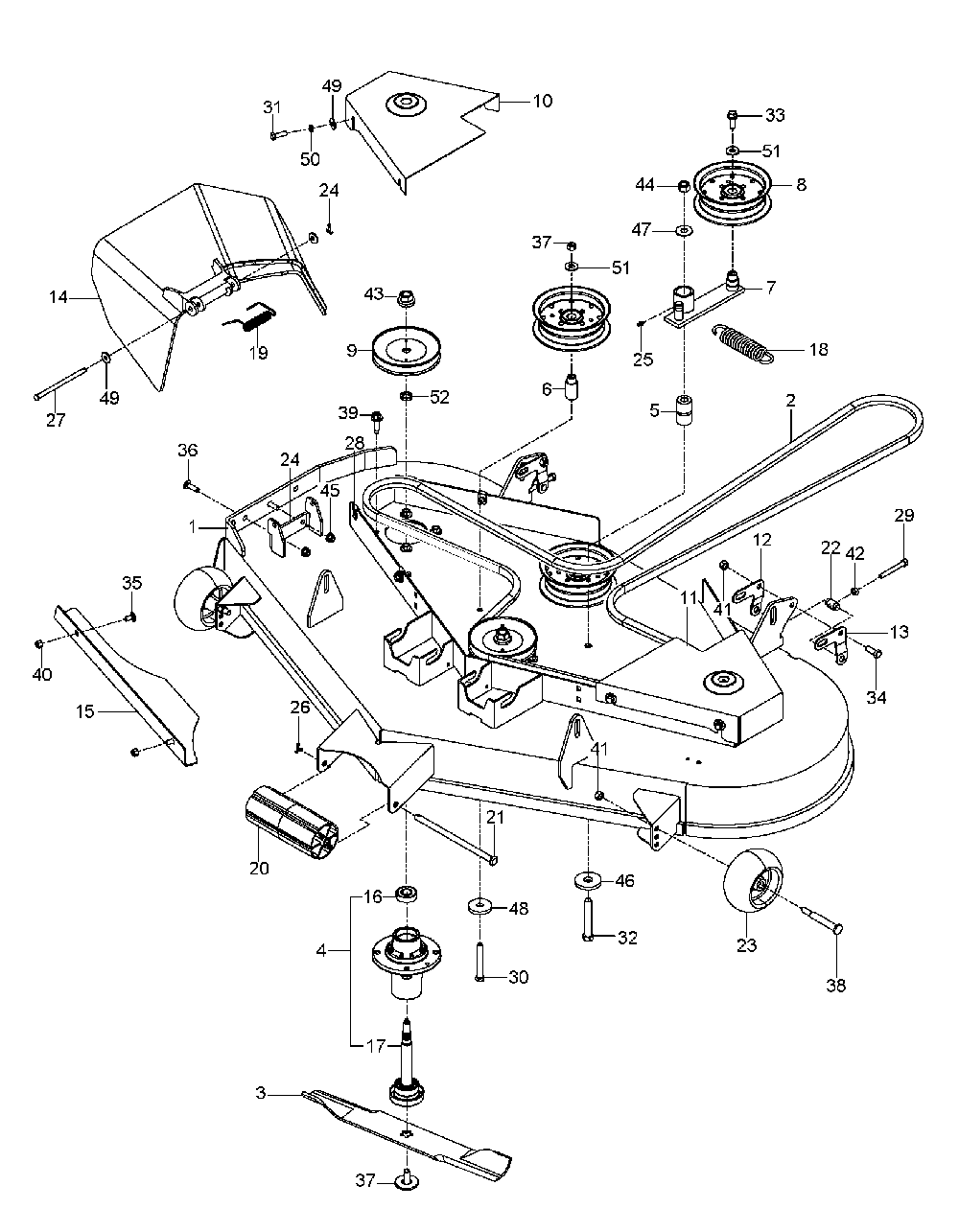 Mower Deck / Cutting Deck Diagram and Parts List for MZ5226BF 966690503-00, 2012-07 Husqvarna Lawn Tractor