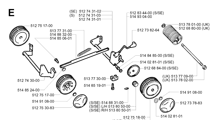 Wheels And Tires Diagram and Parts List for ROYAL43 1998-05 Husqvarna Lawn Mower