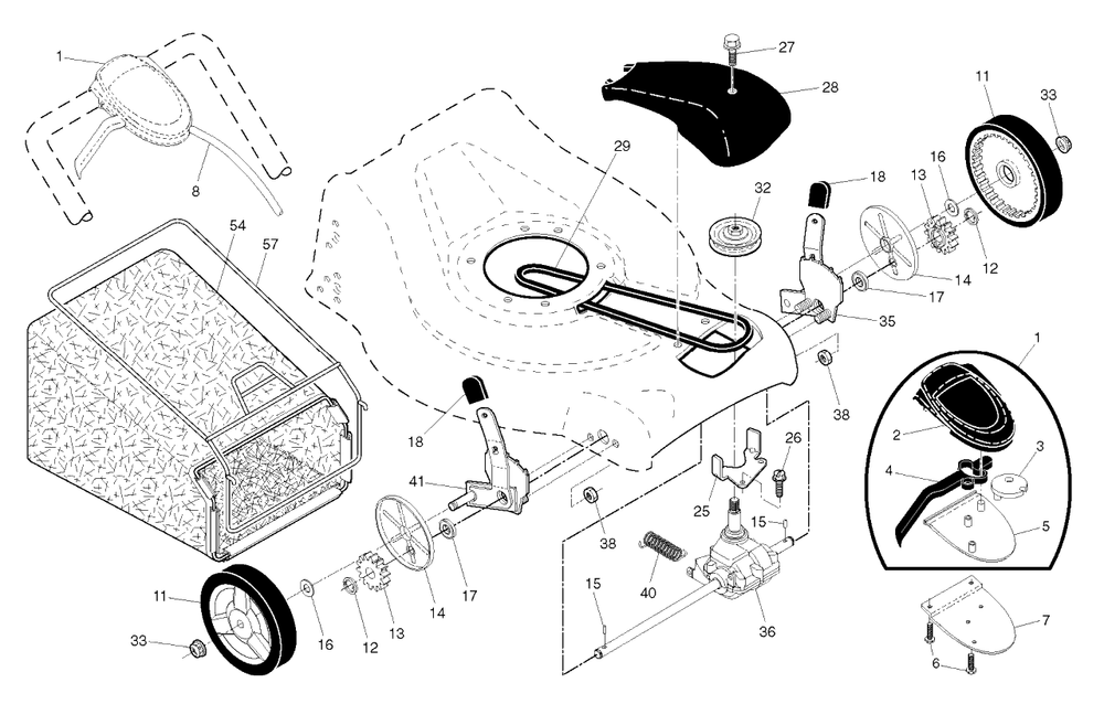 Drive Diagram and Parts List for 944368932 (368932)(2010-02) Husqvarna Lawn Mower