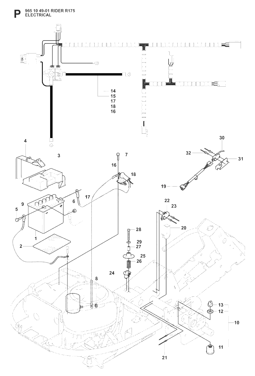 Electrical Diagram and Parts List for R175 (965104901)(2008-06) Husqvarna Lawn Tractor