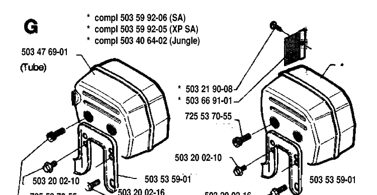 Muffler Diagram and Parts List for 268 19933600001-19970100000 Husqvarna Chainsaw