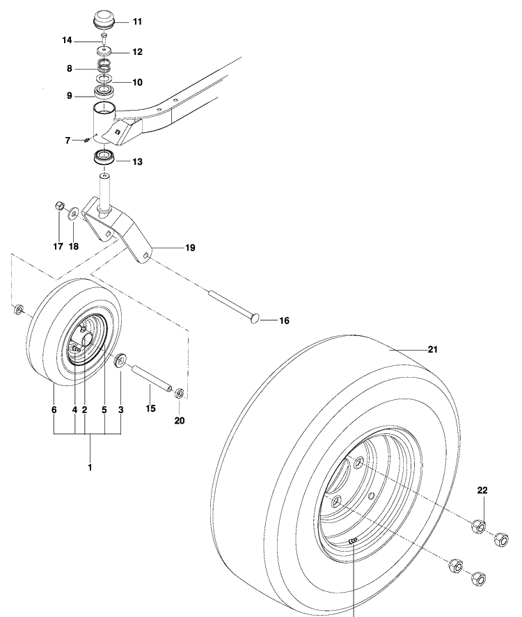 Wheels / Tires Diagram and Parts List for RZ3016 (966042901)(2009-09) Husqvarna Lawn Mower