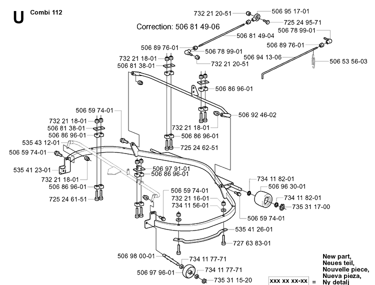 44 Inch/112cm Cutting Deck 2 Diagram and Parts List for PR15 2003-01 Husqvarna Lawn Mower