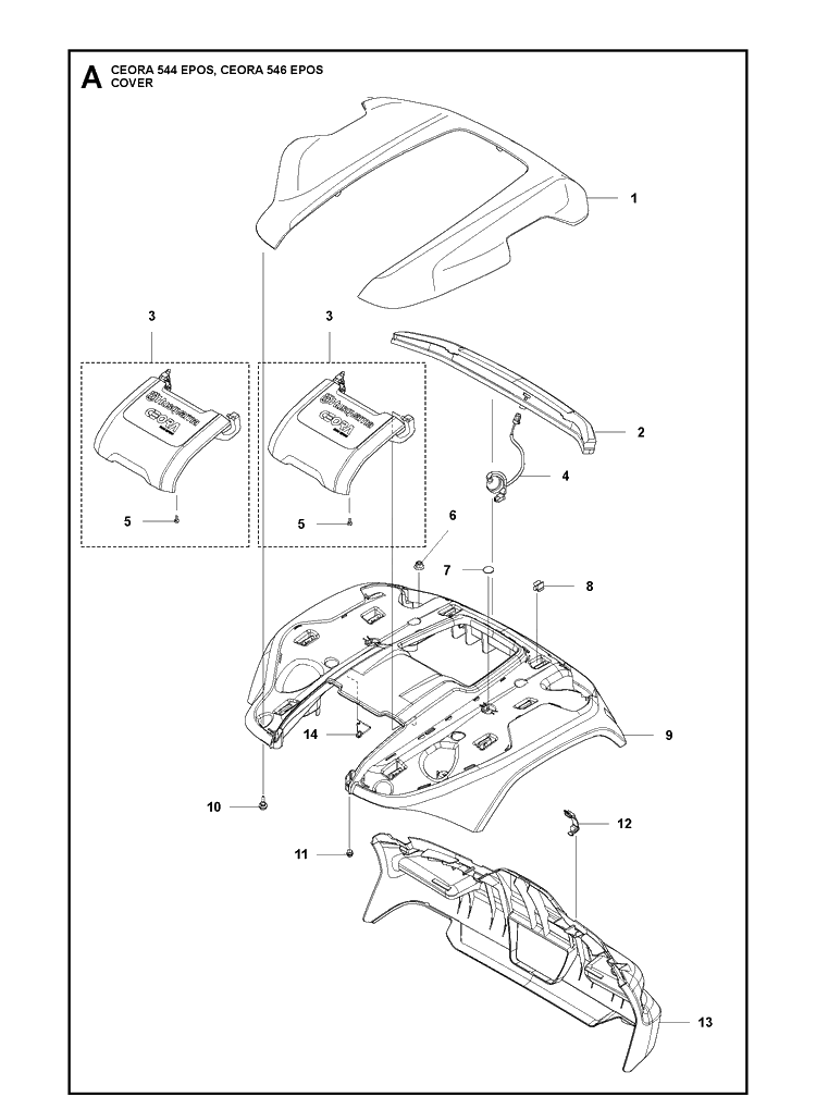 Cover Diagram and Parts List for CEORA546EPOS  Husqvarna Lawn Mower