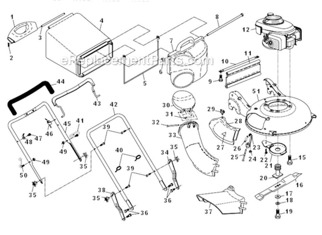 Rotary_Lawn_Mower Diagram and Parts List for 65RSW21HVA  Husqvarna Lawn Mower