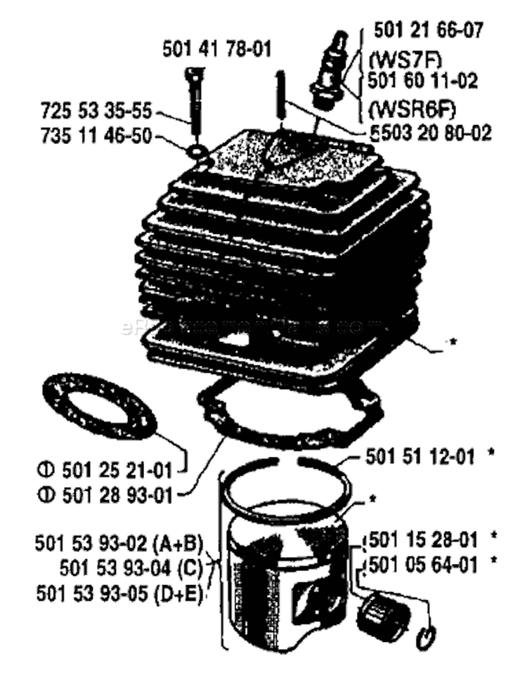 Page J Diagram and Parts List for 65 1981-10 Husqvarna Chainsaw