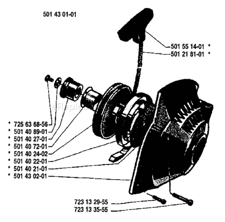 Page K Diagram and Parts List for 65 1981-10 Husqvarna Chainsaw