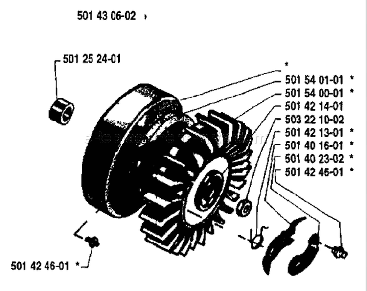Page G Diagram and Parts List for 65 1981-10 Husqvarna Chainsaw