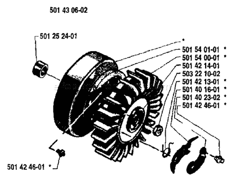 Page G Diagram and Parts List for 65 1984-04 Husqvarna Chainsaw