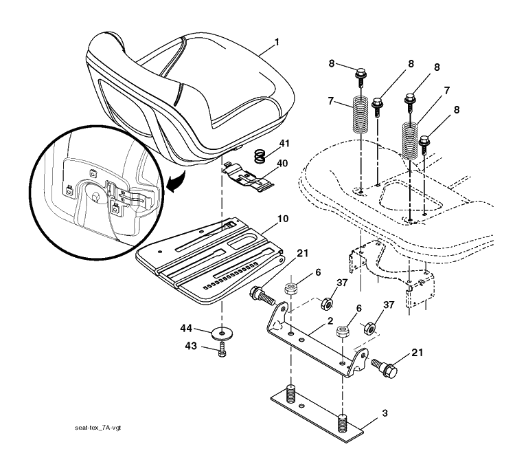 Seat Diagram and Parts List for CT126 (96051000702)(2011-4) Husqvarna Lawn Tractor