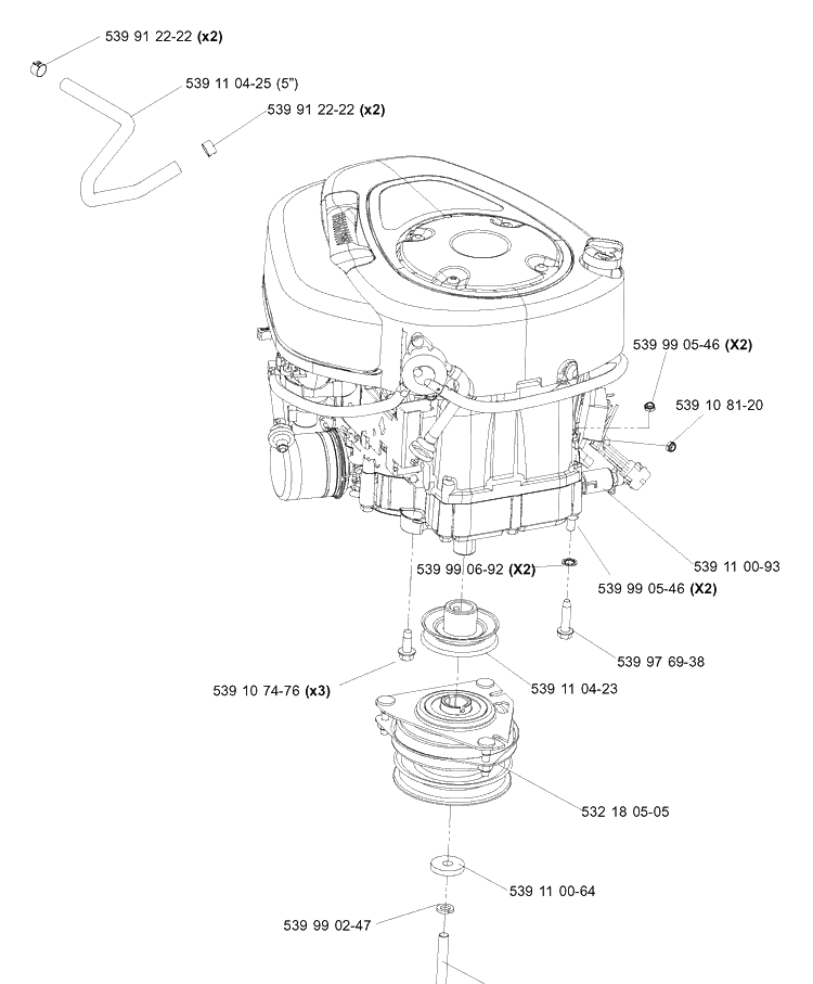 Engine Assembly (22 And 24 Hp Briggs And Stratton) Diagram and Parts List for Z4824 (968999303)(2006-03) Husqvarna Lawn Mower