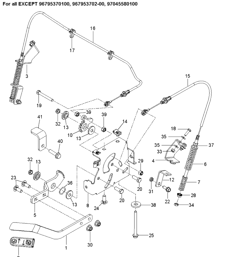 Parking Brake 2 Diagram and Parts List for MZ54 (97045580100)(2019-12) Husqvarna Lawn Mower