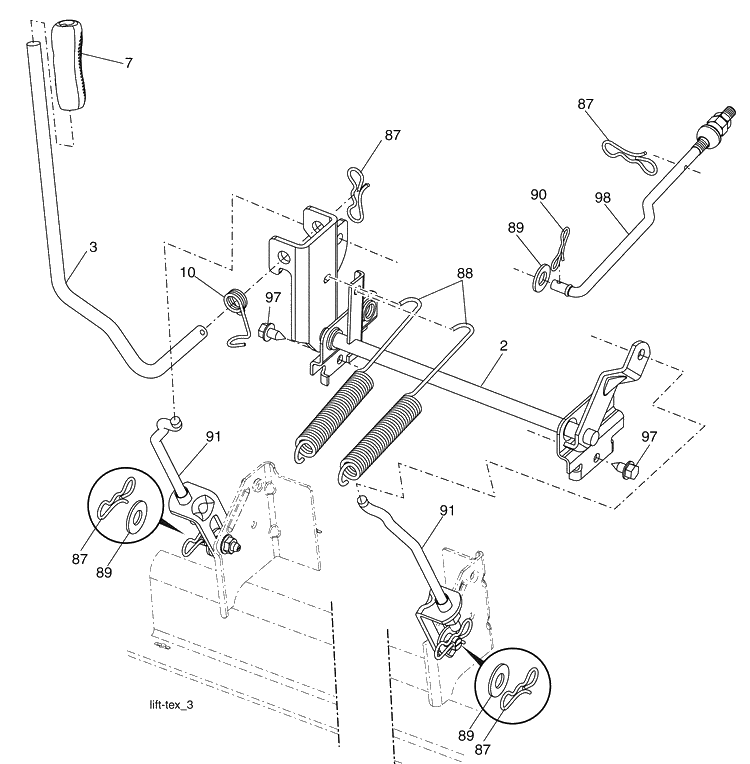 Mower Lift Diagram and Parts List for 2348LS (96043006400)(2008-11) Husqvarna Lawn Mower