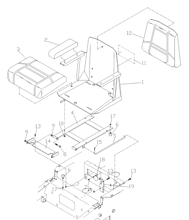 Standard Seat Assembly Diagram and Parts List for ZTH6123KAA (968999203)(2006-04) Husqvarna Lawn Mower