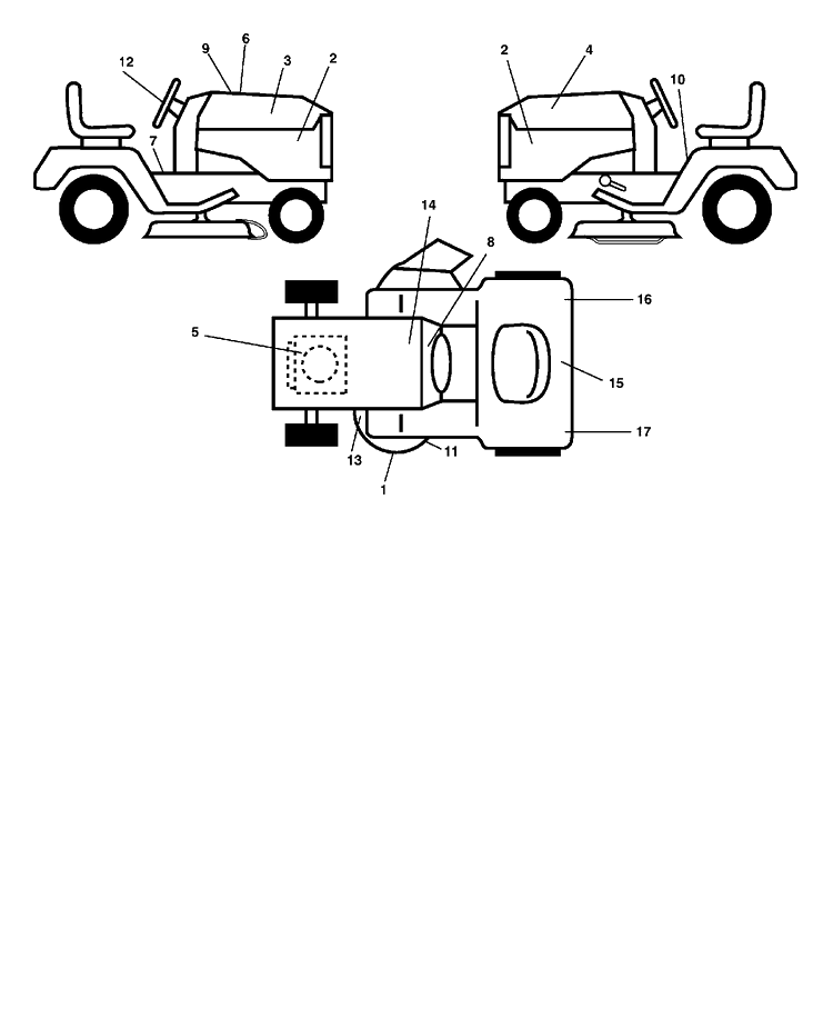 Decals Diagram and Parts List for YTH2448 (96015000103)(2005-01) Husqvarna Lawn Tractor