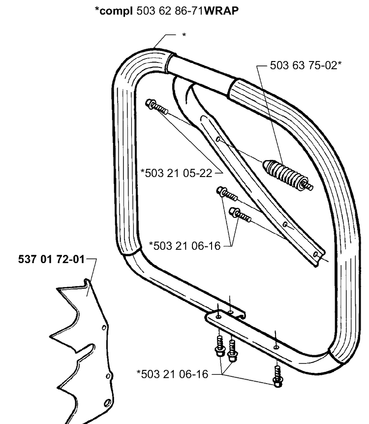 Wrap Handle Diagram and Parts List for 362EPA 1999-11 Husqvarna Chainsaw