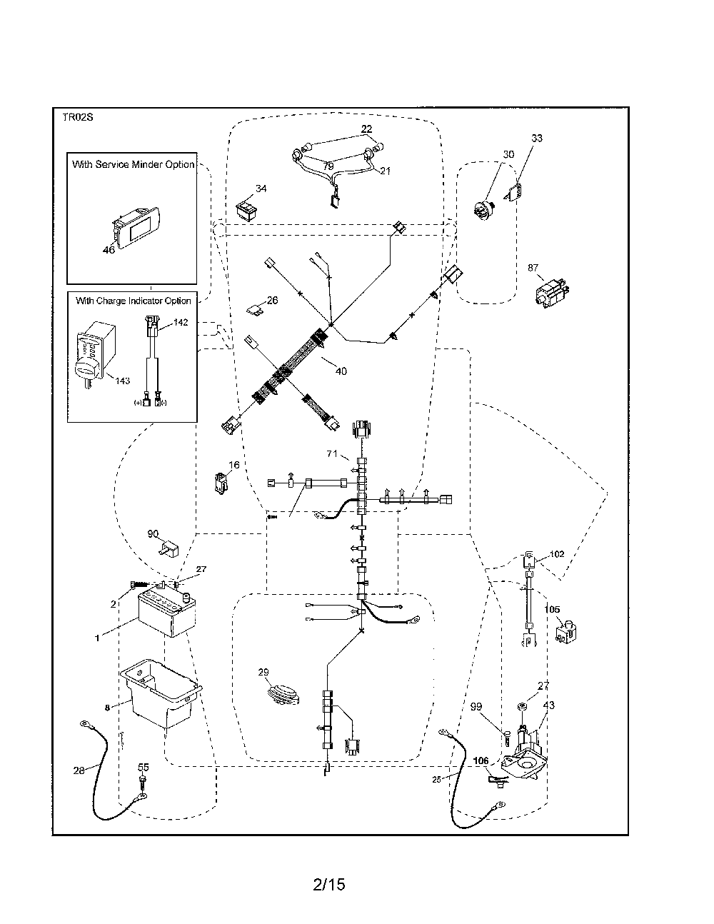 Electrical Diagram and Parts List for YTH22V46-96043018101  Husqvarna Lawn Tractor