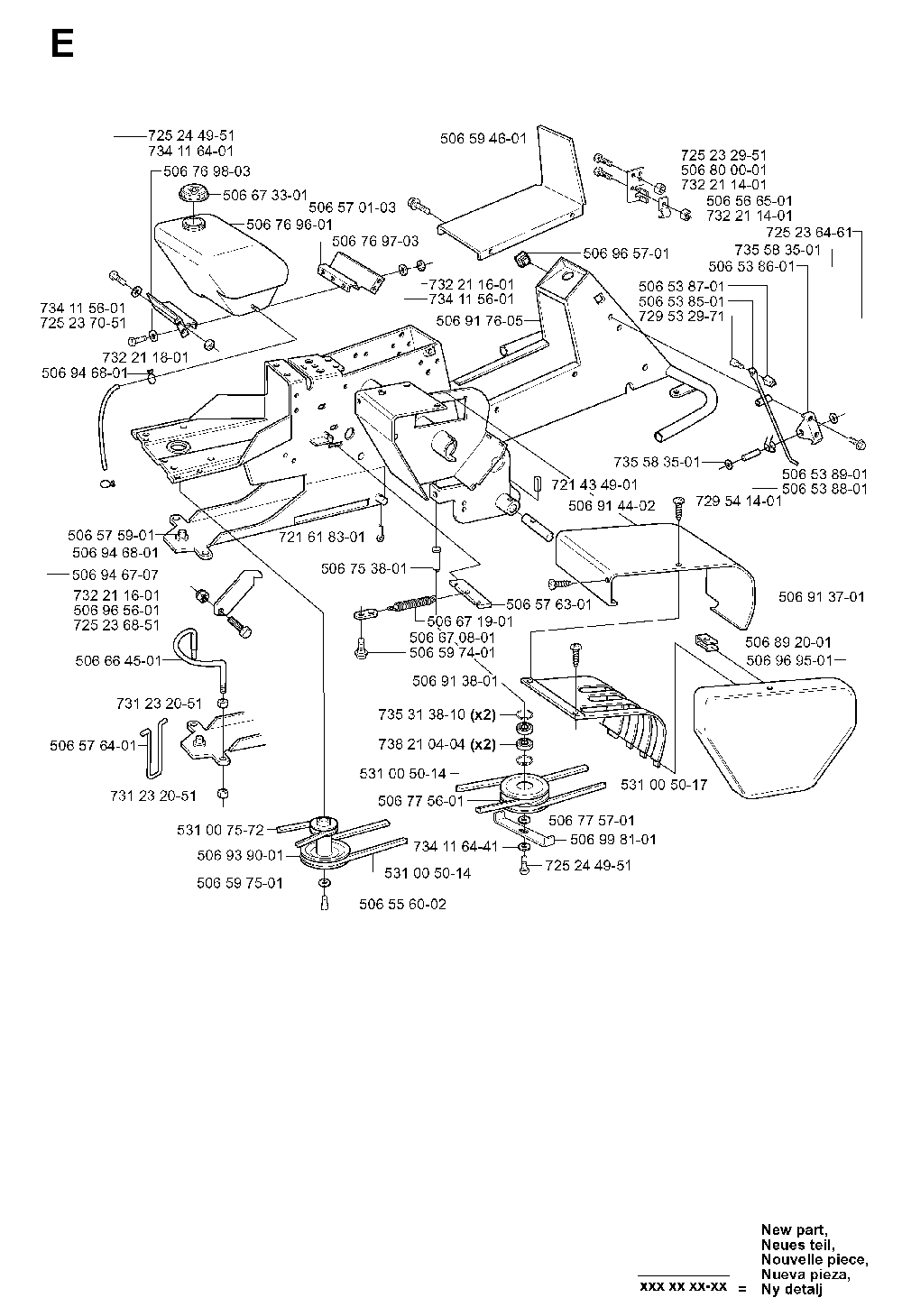 Chassis / Frame Diagram and Parts List for RIDER13RSPECIAL (953533001)(2003-09) Husqvarna Lawn Tractor