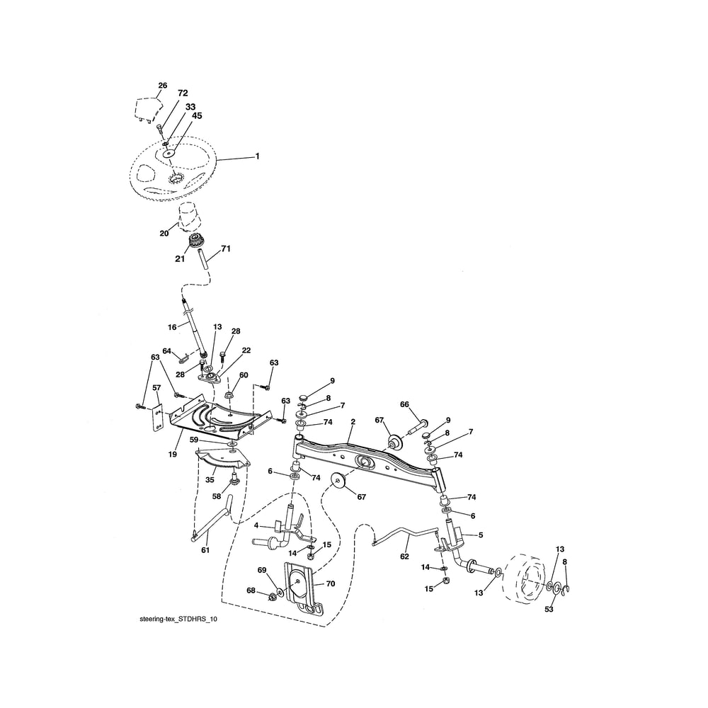 Steering Diagram and Parts List for 917280020  Husqvarna Lawn Tractor