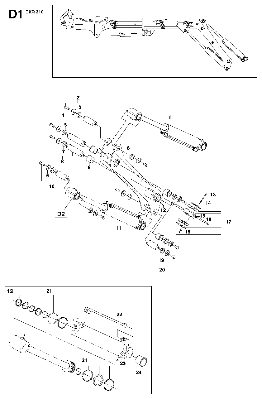 Arm Diagram and Parts List for DXR310 (1 - 42)(2009-07) Husqvarna Demolition Hammer